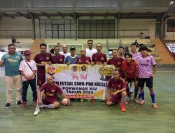 Cetak Dua Gol, Ketua PWI Tanbu Bawa Tim Futsal Kalsel Unggul di Latih Tanding
