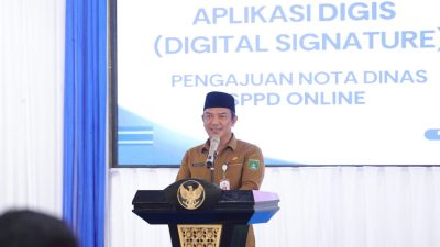 Pemkab Tanah Bumbu merilis Aplikasi DigiS di Pendopo Kantor Bupati Batulicin, Senin 8 September 2025, disampaikan Plt Asisten Pemerintahan