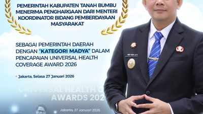 Pemkab Tanah Bumbu terima UHC Award 2026 Madya setelah melampaui standar kepesertaan aktif JKN nasional BPJS Kesehatan Indonesia.